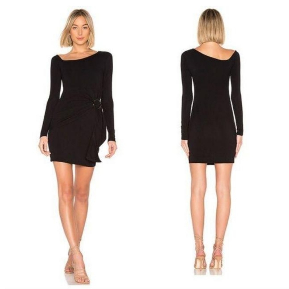 Free People Frankie Off The Shoulder Belted Wrap Dress Black NWT Size XS